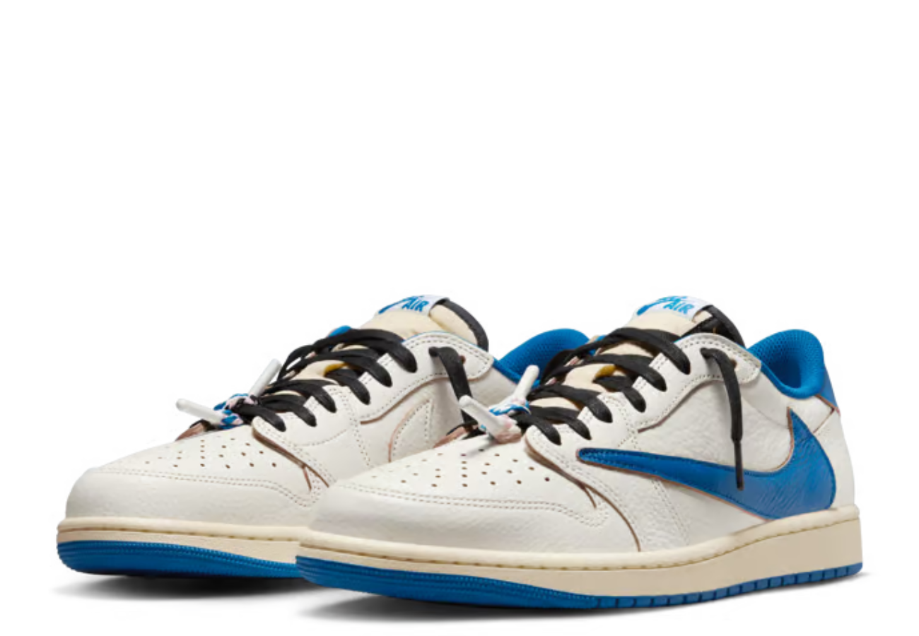 Air Jordan 1 Retro Low SP Fragment x Travis Scott Sail Military Blue
